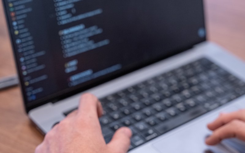Coding on laptop